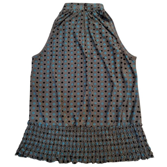 Essentials by Milano Top Sleeveless Ruched Ruffle Geometric Print Blouse Top M - Picture 8 of 8